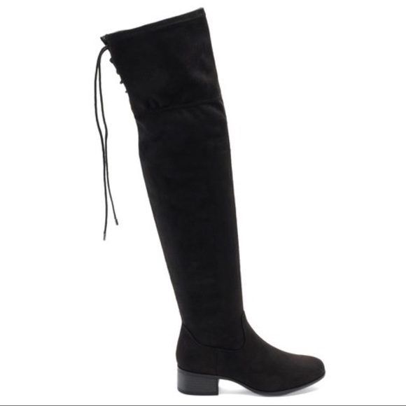Madden NYC Shoes - Madden NYC Black Over The Knee Tall Tie Boots 6